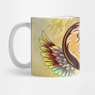 Wonderful lion head with wings and crown Mug